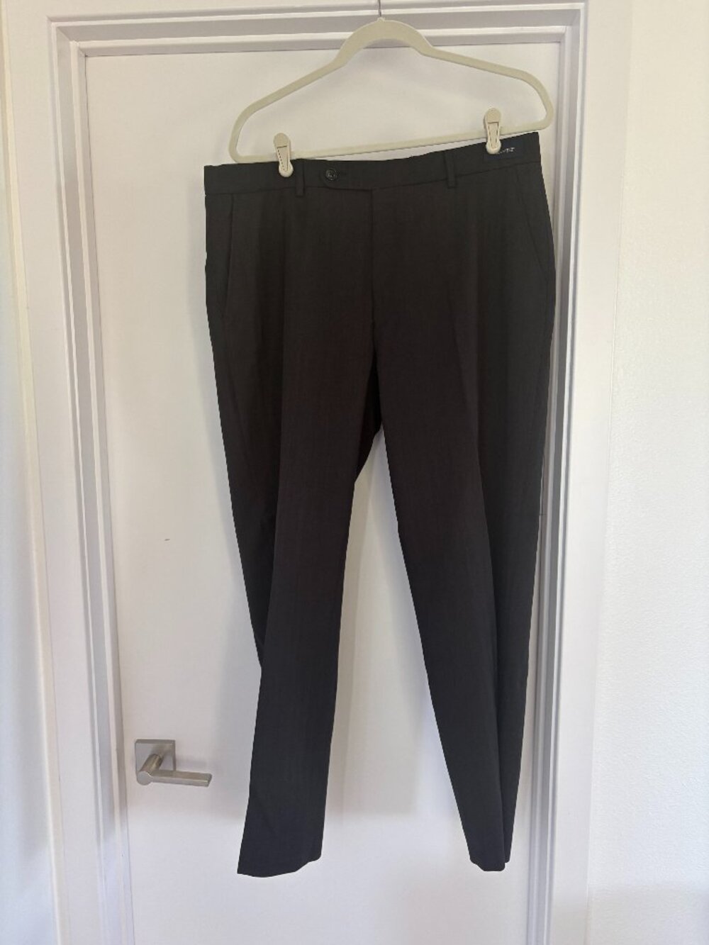 Ballin Comfort-Eze Charcoal Black Wool Blend Flat Front Dress Pants Slacks